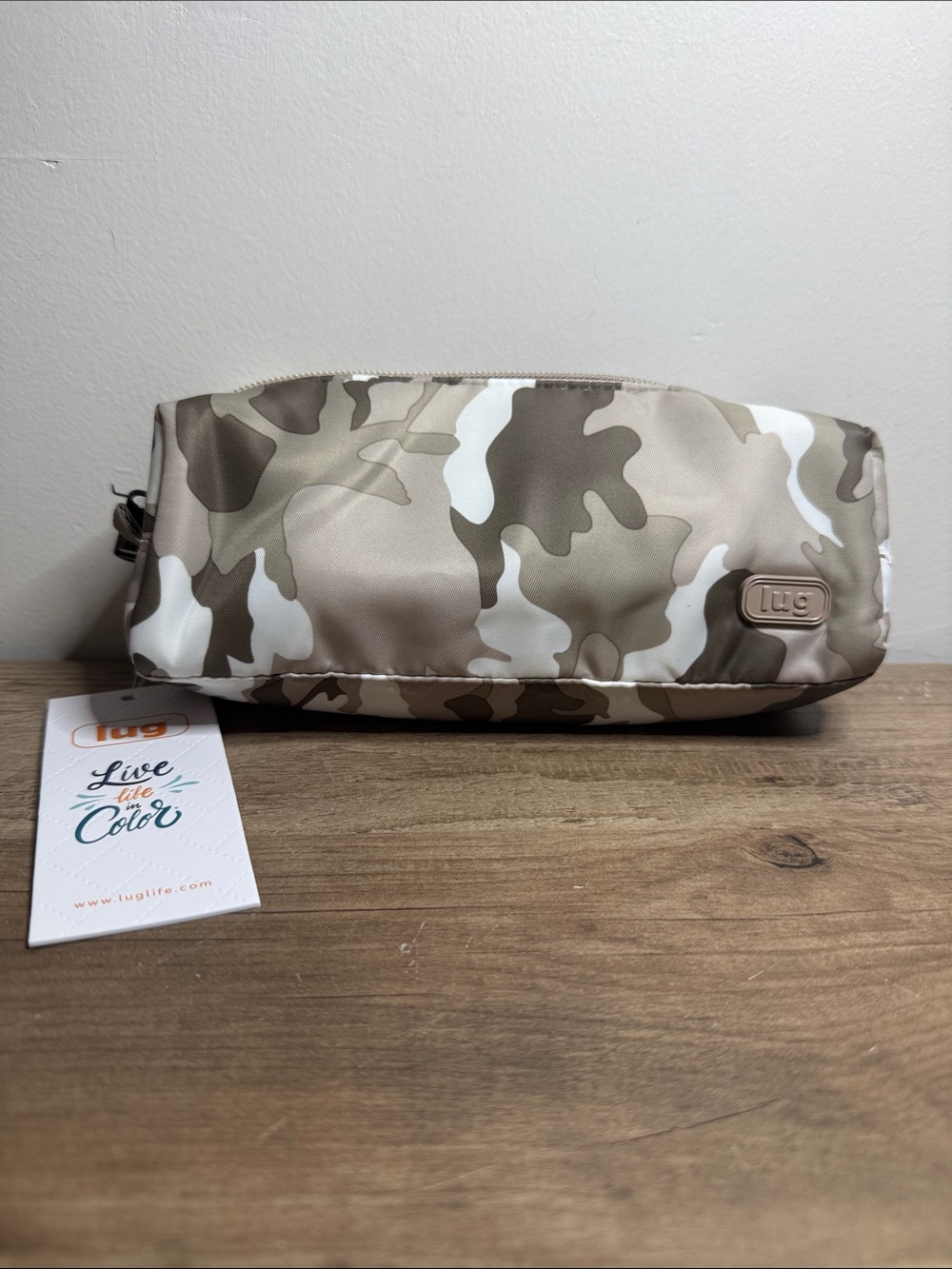 Lug Camo Taupe Accessory Pouch / Cosmetic Bag – Live Life in Color – NWT